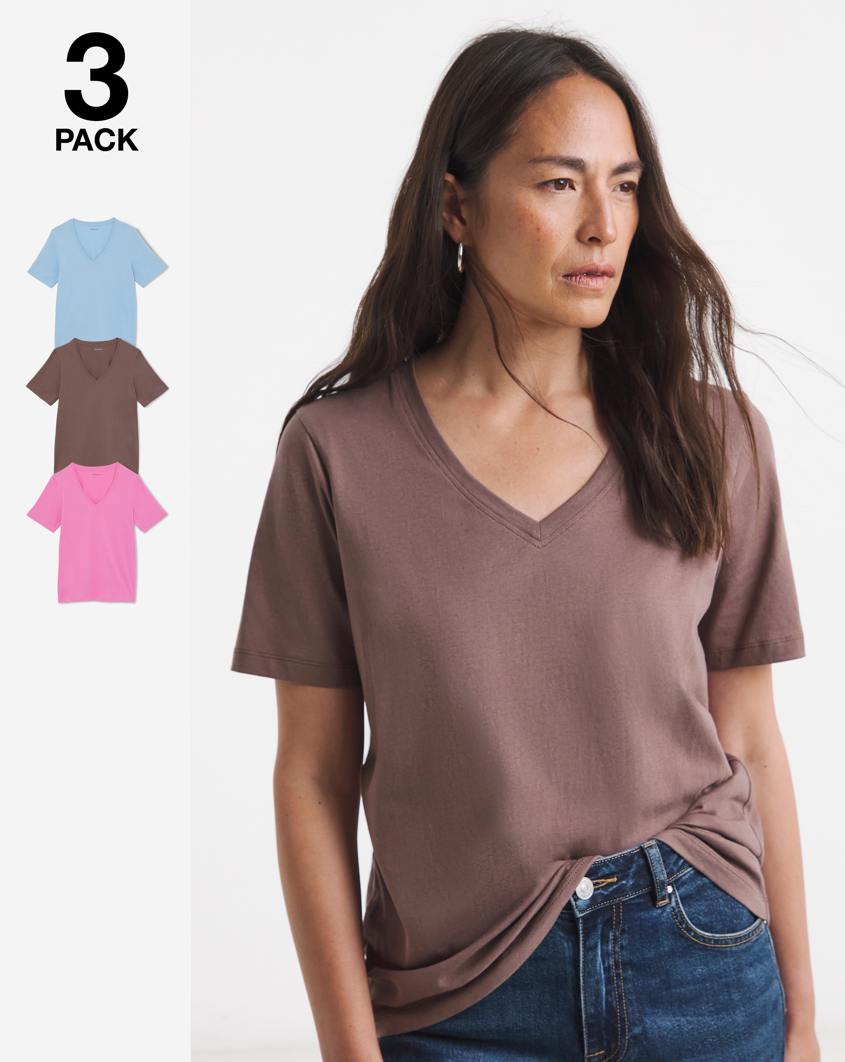 3 Pack V-Neck Short Sleeve T-Shirt