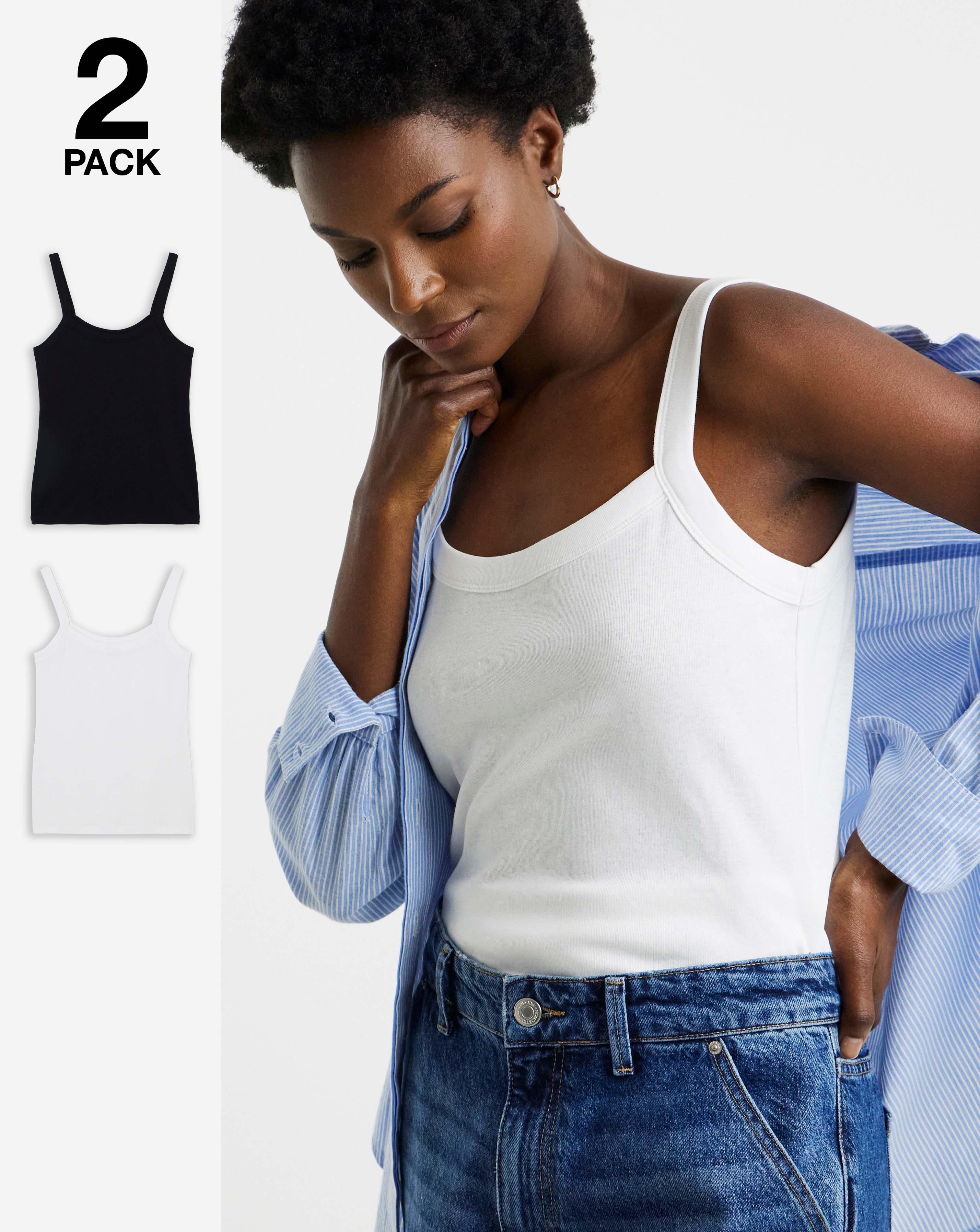 2 Pack Thick Strap Cami