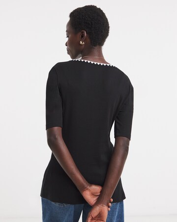 Contrast Stitch Neck Cardigan