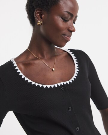 Contrast Stitch Neck Cardigan