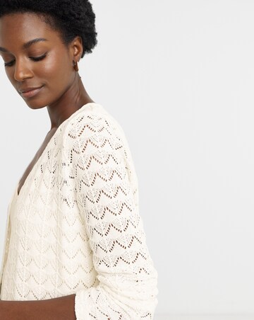Cream Crochet V-Neck Cardigan