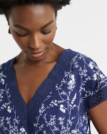 Bubble Hem Lace Trim Top