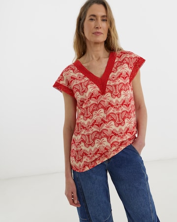 Bubble Hem Lace Trim Top