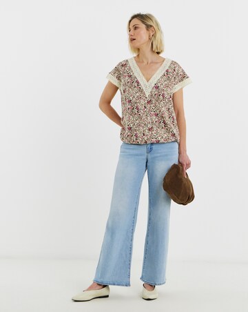 Bubble Hem Lace Trim Top