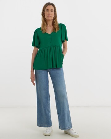 Button Front Angel Sleeve Top