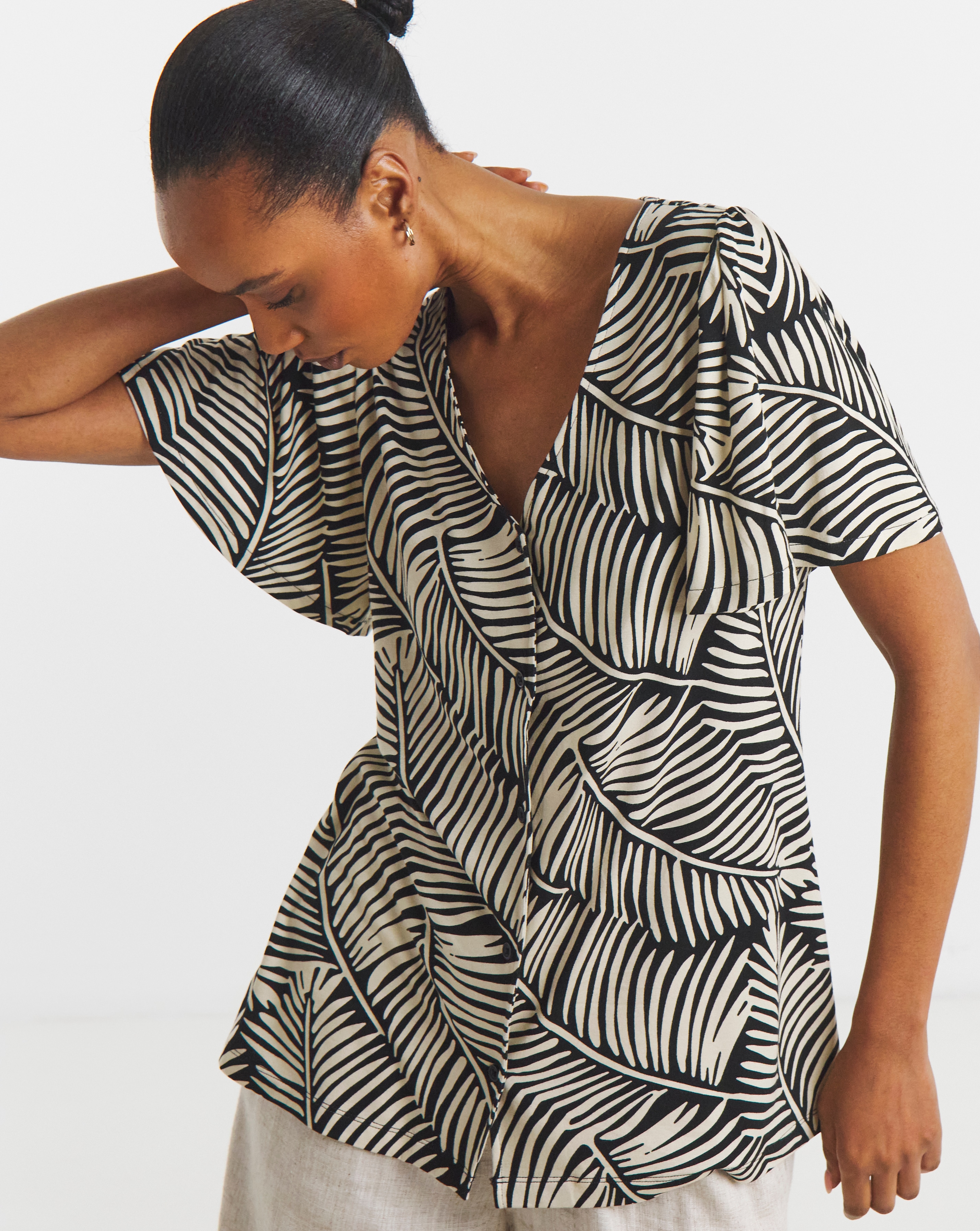 New In - Button Front Angel Sleeve Top