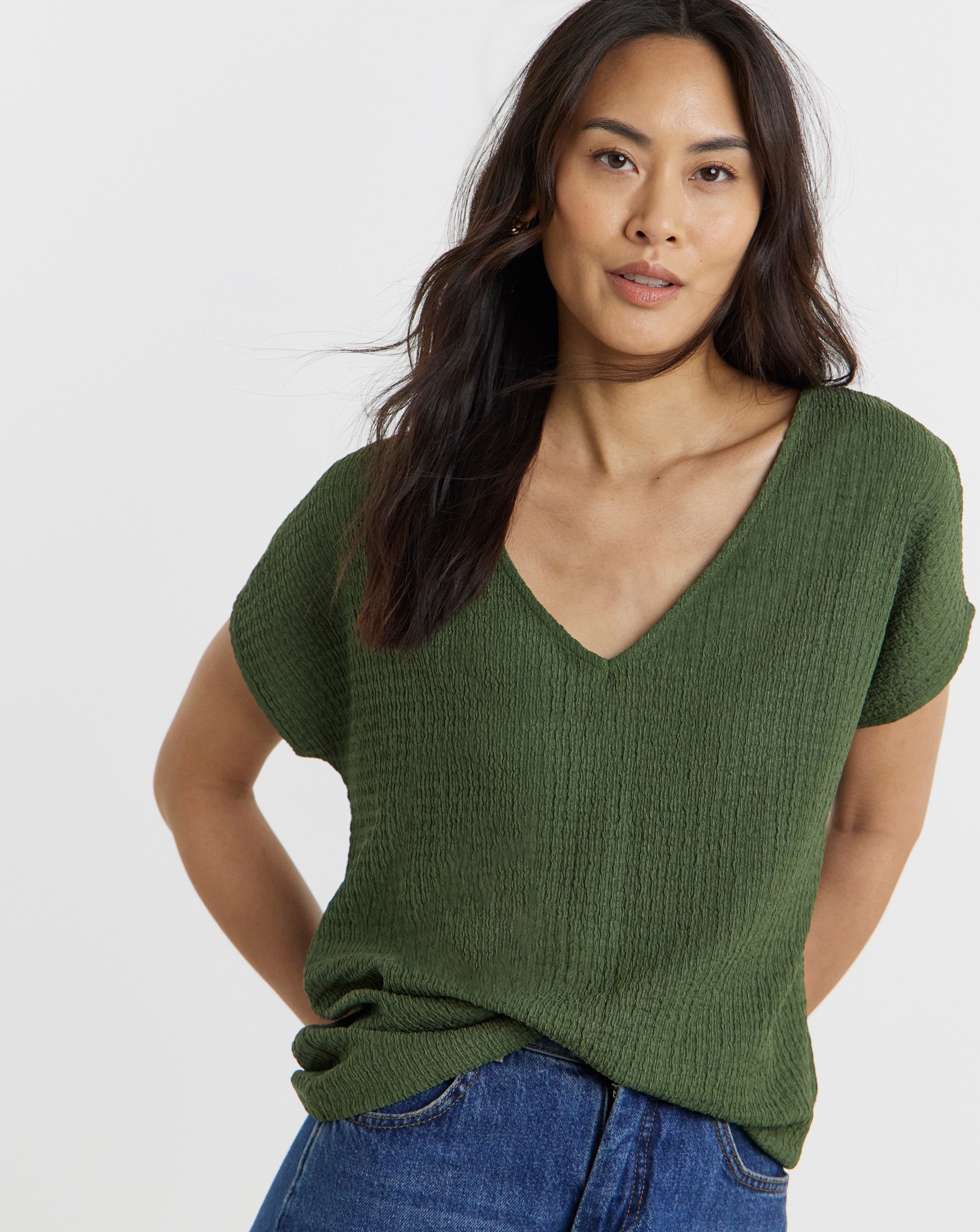 Textured V-Neck Top