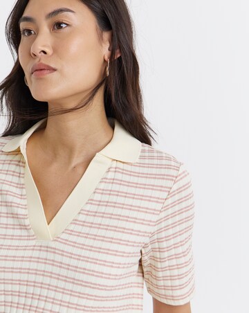 Stripe Polo Half Sleeve Top