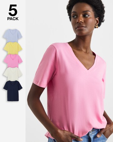 5 Pack V-Neck T-Shirts