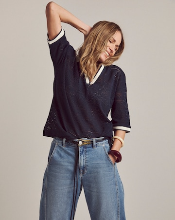 Anthology Crochet Polo Top