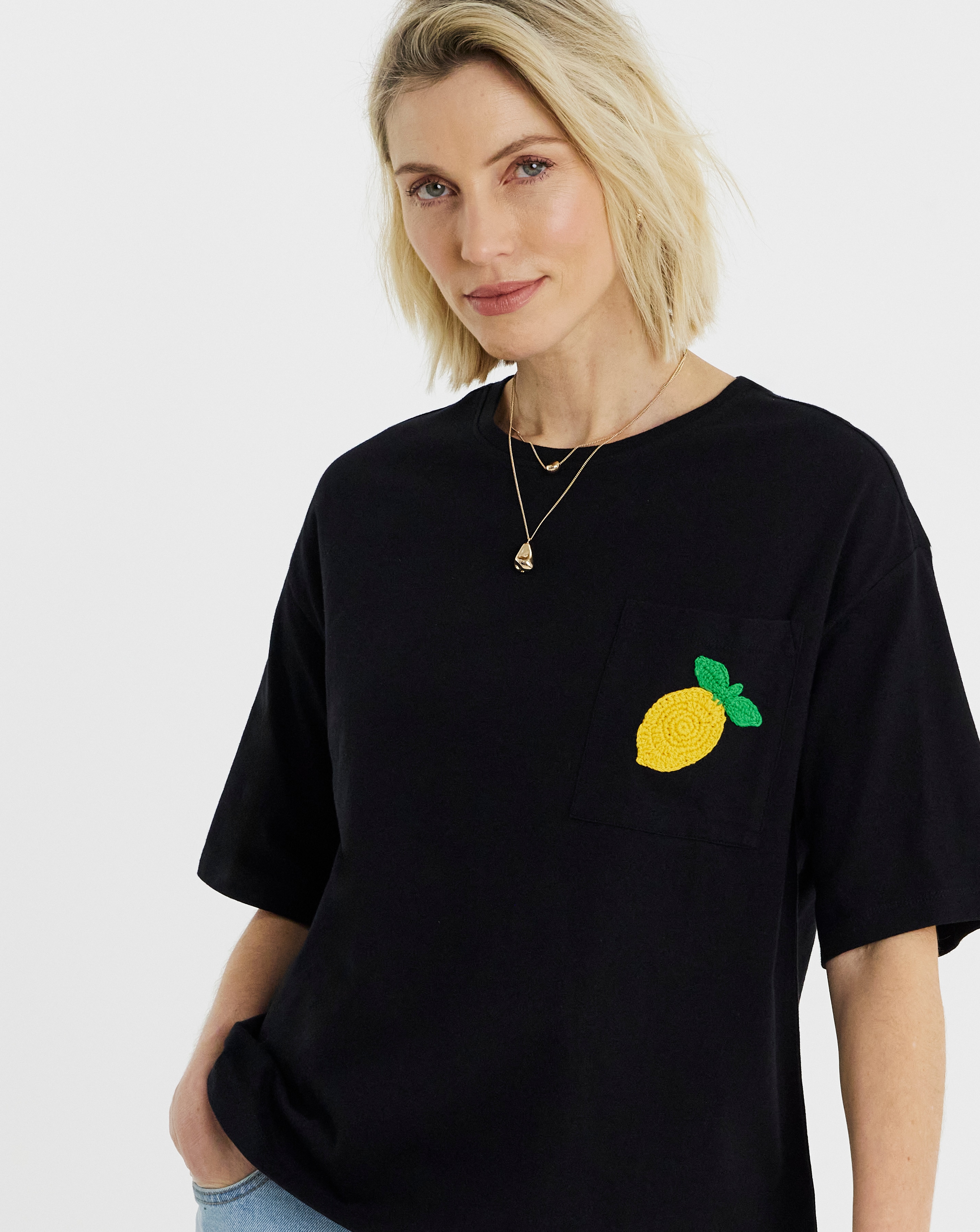 Applique Lemon Boxy T-Shirt
