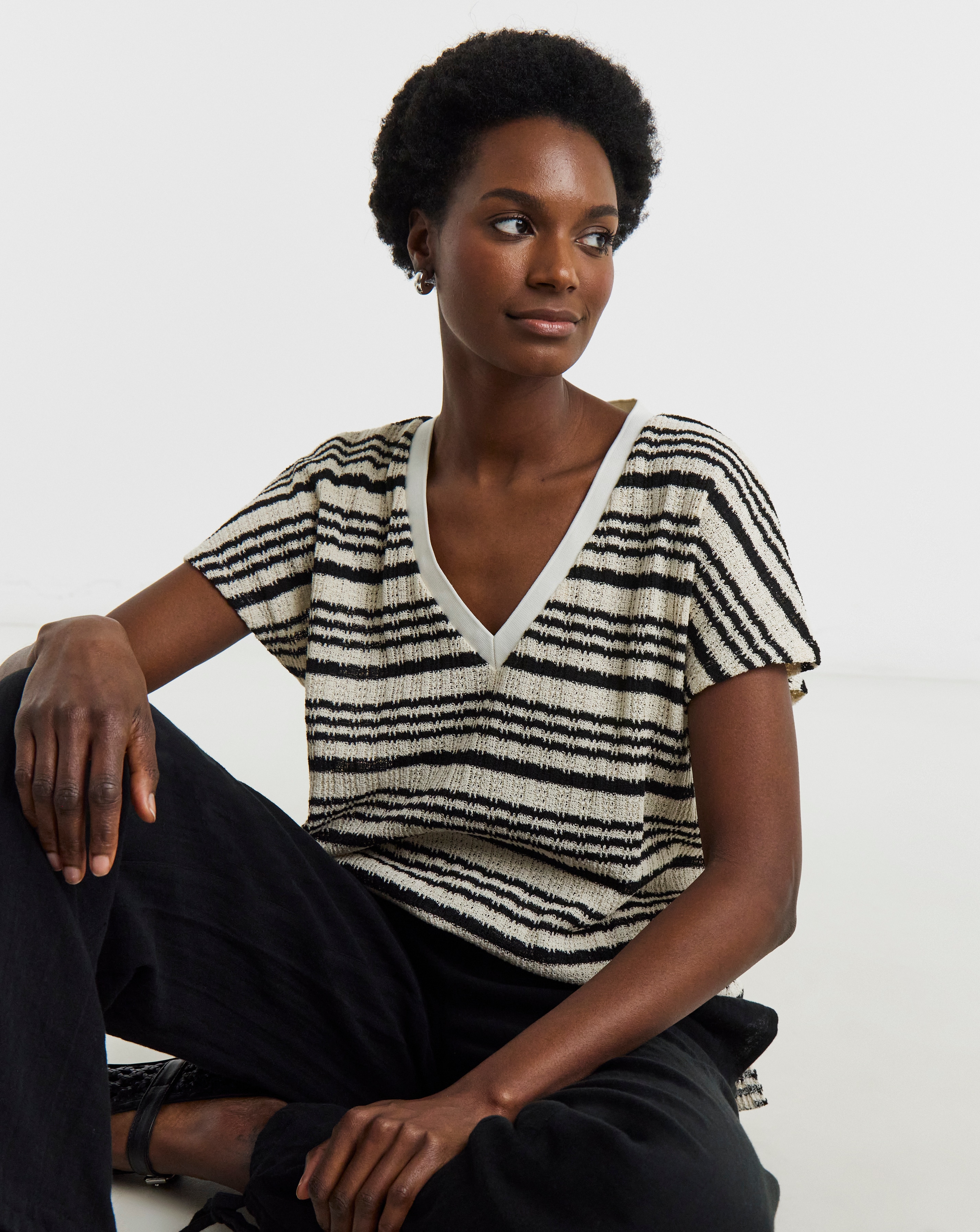 New In - Textured Stripe Short Sleeve T-Shirt