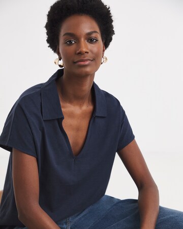 V-Neck Collared Short Sleeve T-Shirt