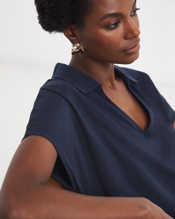 V-Neck Collared Short Sleeve T-Shirt