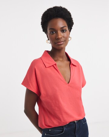 V-Neck Collared Short Sleeve T-Shirt