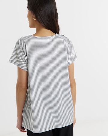 Stripe Lace Neckline T-Shirt