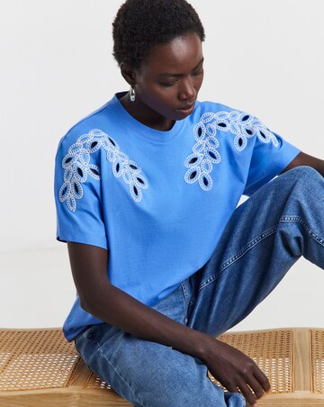 Contrast Cutwork T-Shirt