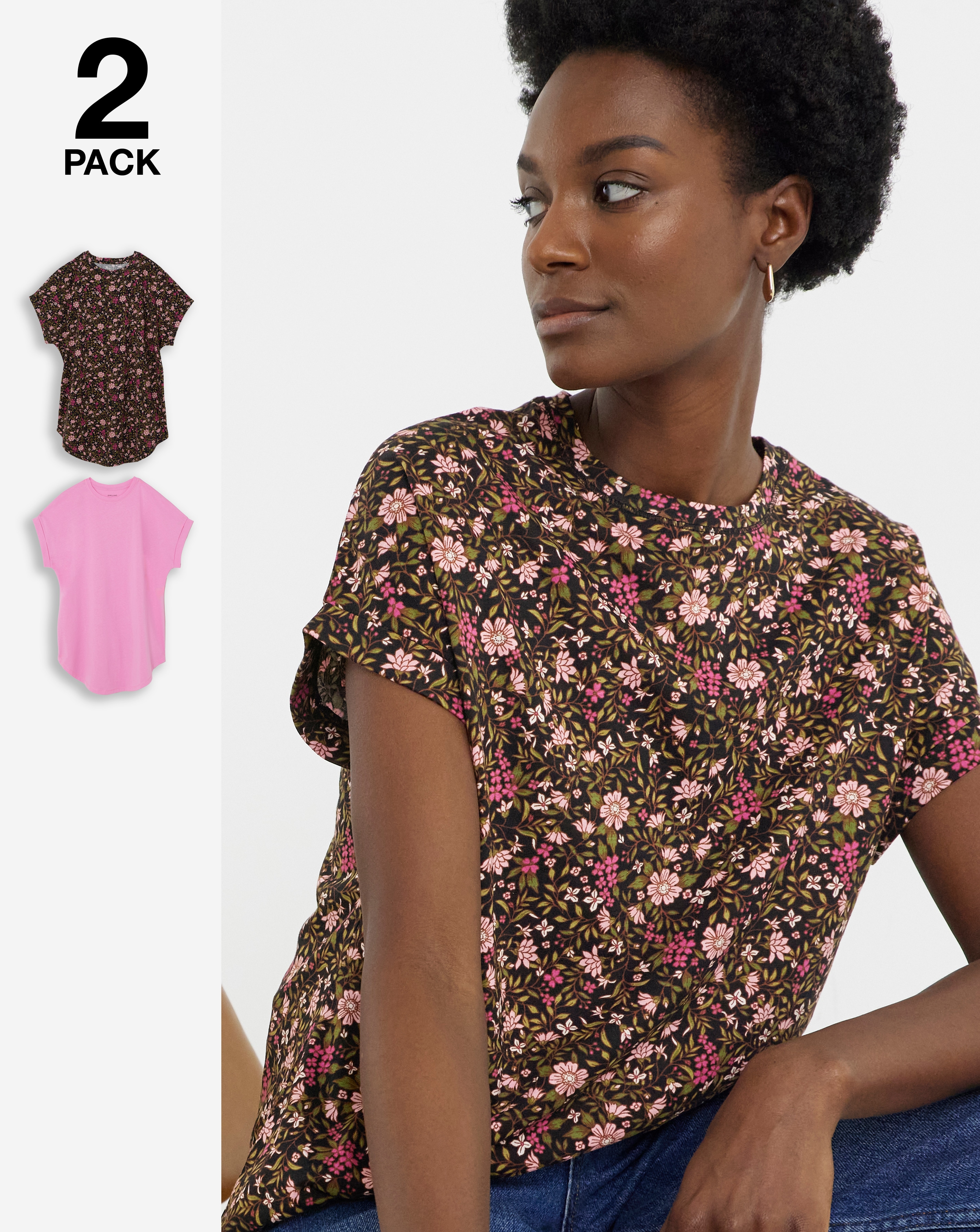 2 Pack Curved Hem Longline top