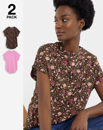 2 Pack Short Sleeve Curved Hem Longline top