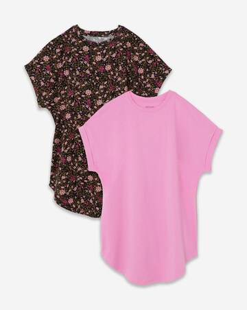 2 Pack Short Sleeve Curved Hem Longline top