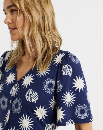 Angel Sleeve Button Front Longline Top