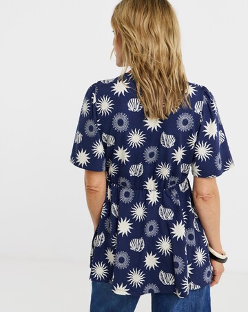 Angel Sleeve Button Front Longline Top