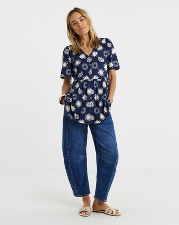 Angel Sleeve Button Front Longline Top