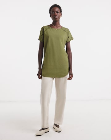 Broderie Shoulder Longline Top