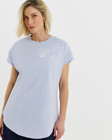 Embroidered Yoke Longline Top