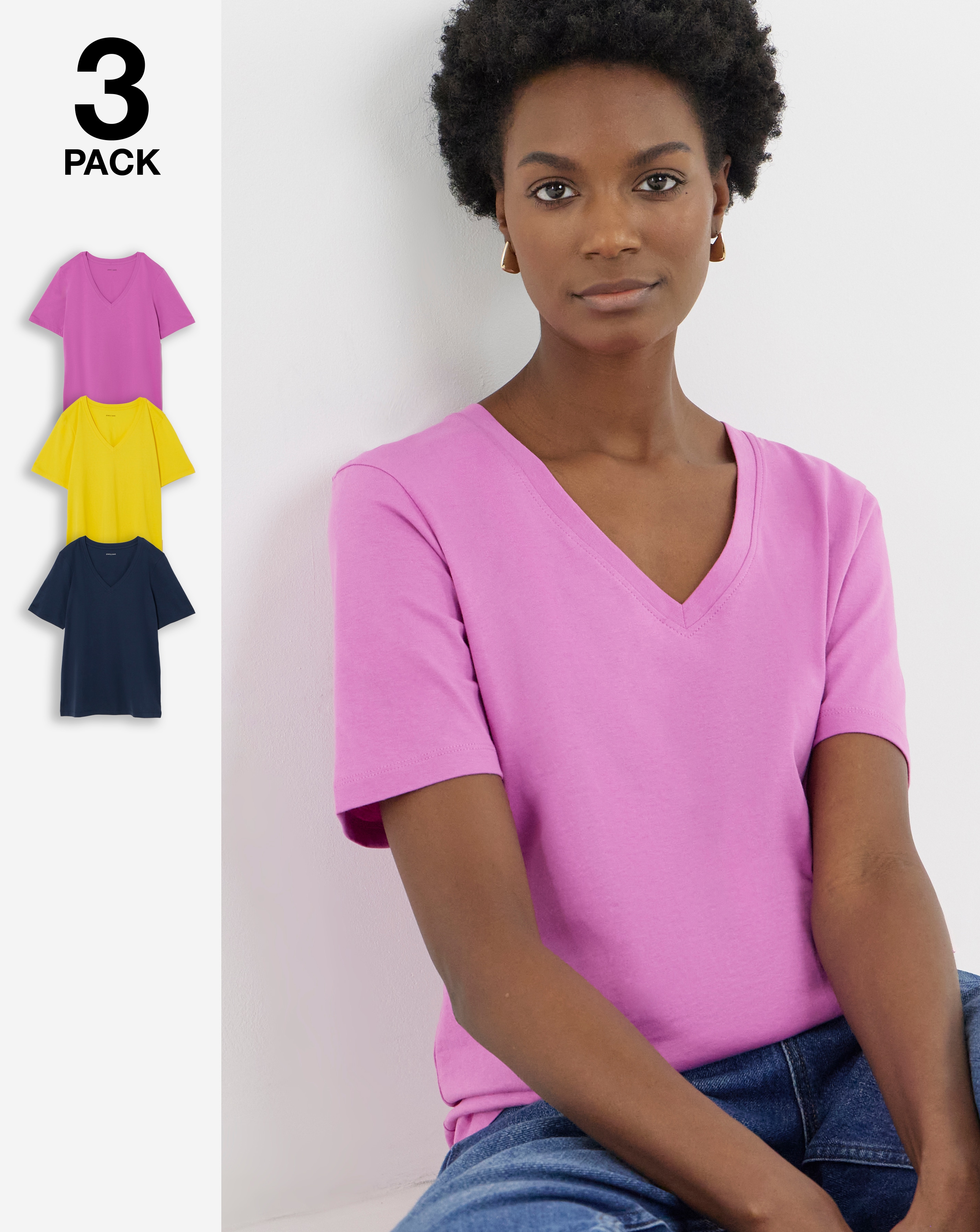 3 Pack V-Neck Short Sleeve T-Shirt