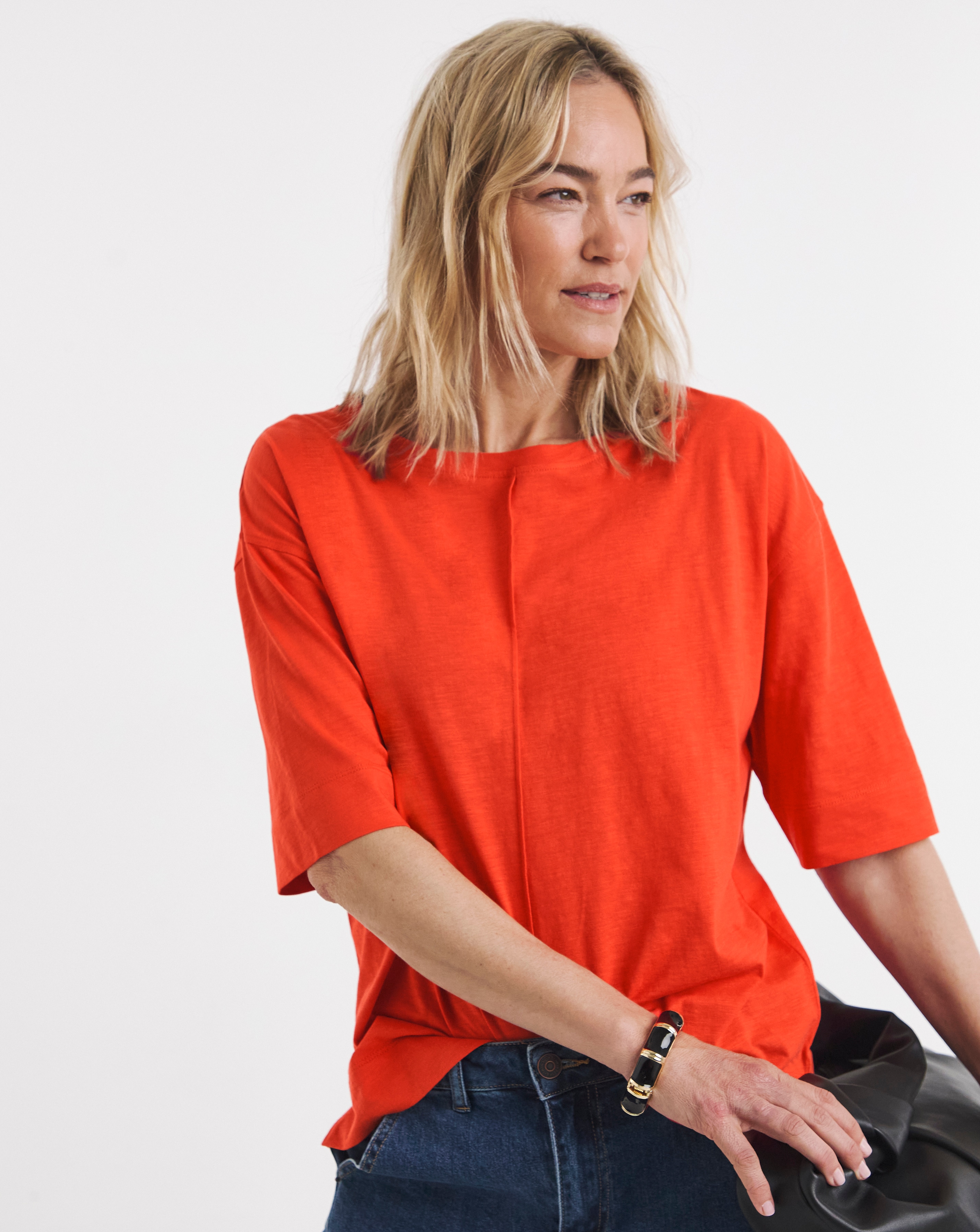 New In - Seam Detail Boxy Crew Neck T-Shirt