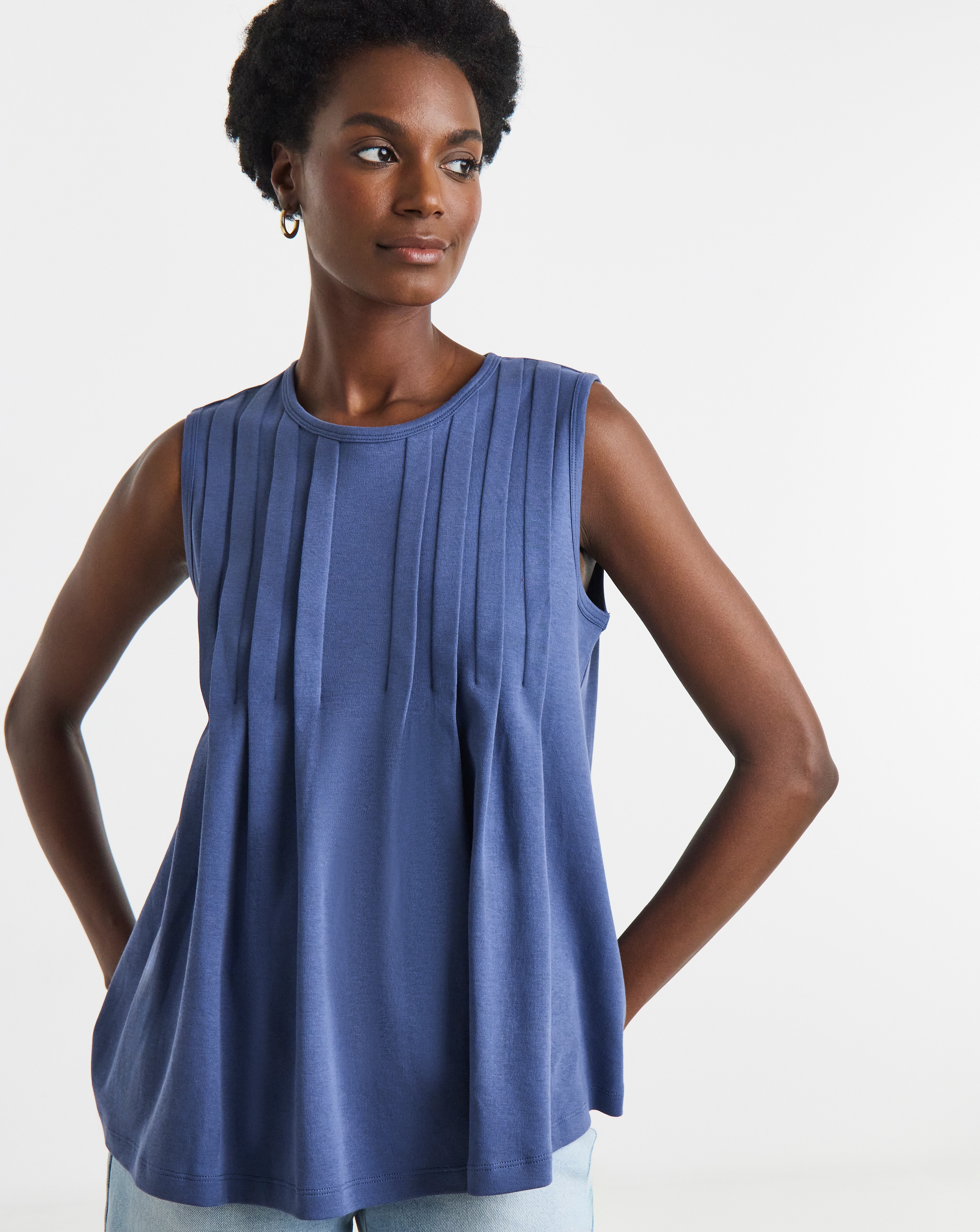 New In - Pintuck Detail Sleeveless Top