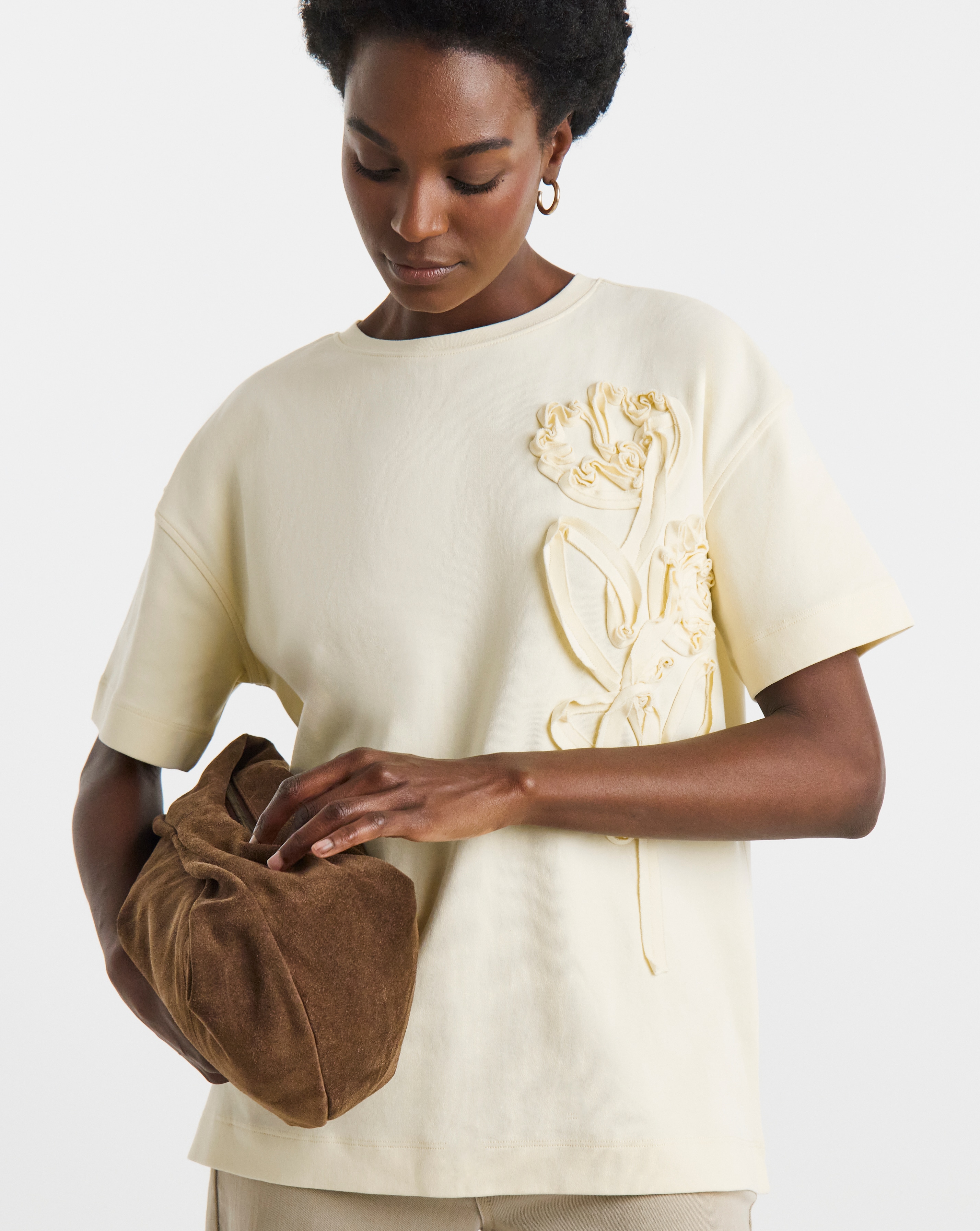 New In - Heavy Weight Floral Applique T-Shirt