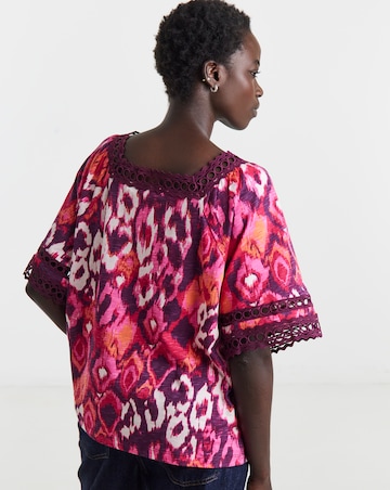 Square Neck Broderie Sleeve Top