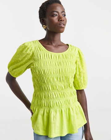 Ruched Broderie Sleeve Top