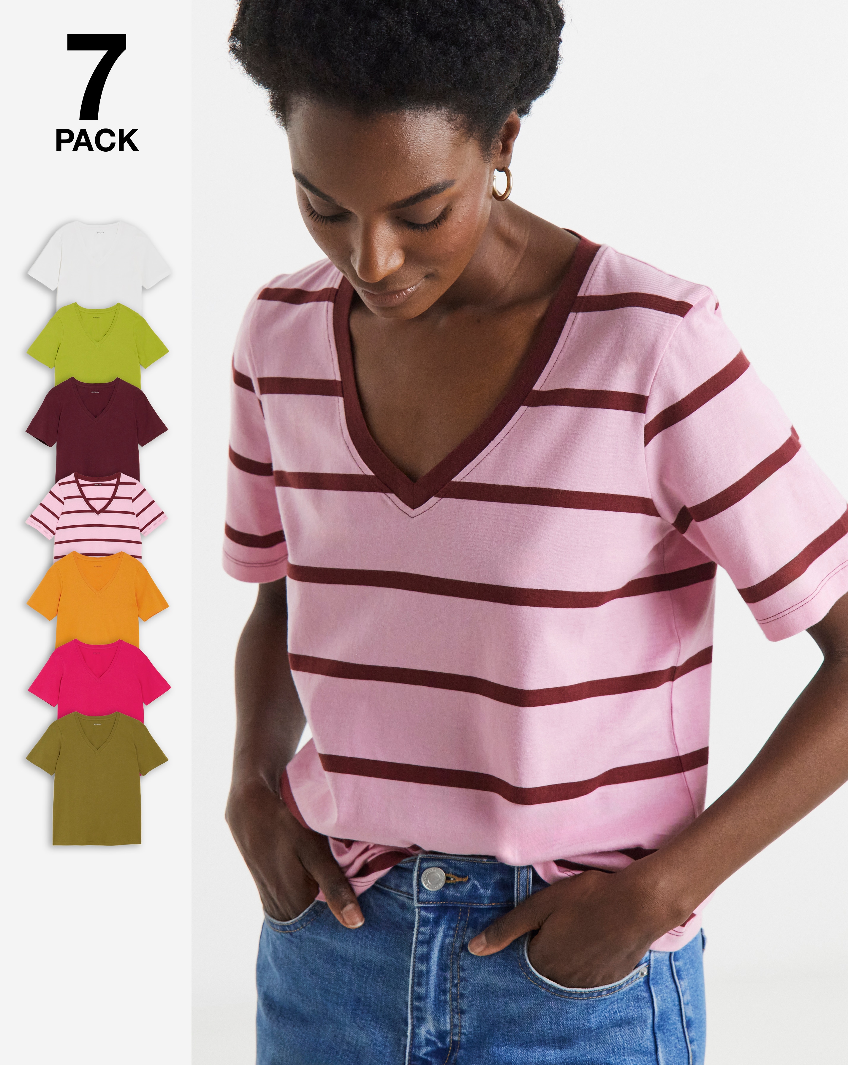 New In - 7 Pack V Neck Short Sleeve T-Shirt