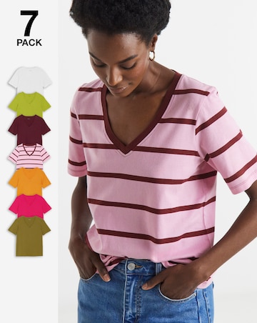 7 Pack V Neck Short Sleeve T-Shirt