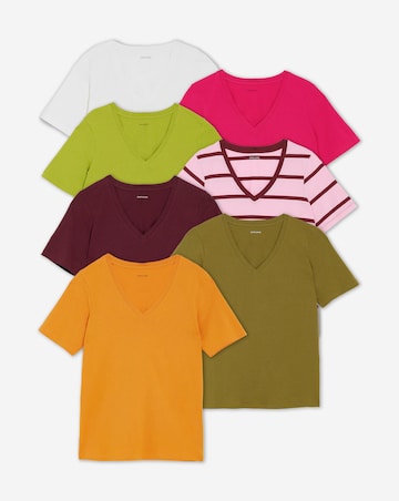 7 Pack V Neck Short Sleeve T-Shirt