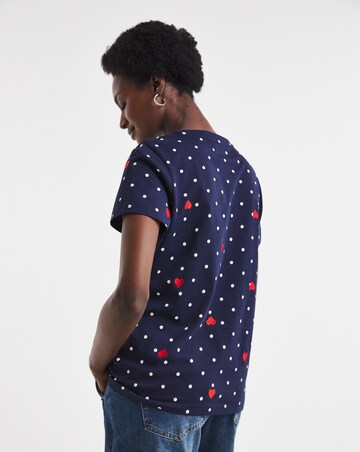 Navy Heart Embroidered Crew Neck T-Shirt