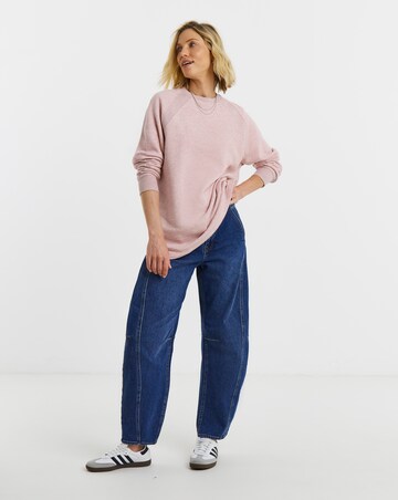 Blush Crew Neck Longline Sweatshirt