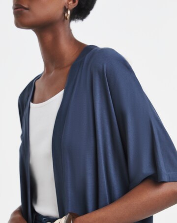 Navy Kimono Sleeved Edge To Edge Cardigan