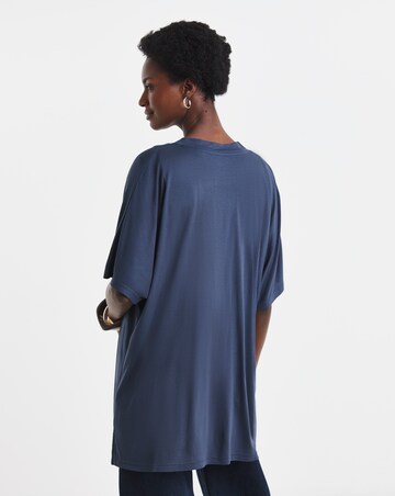 Navy Kimono Sleeved Edge To Edge Cardigan