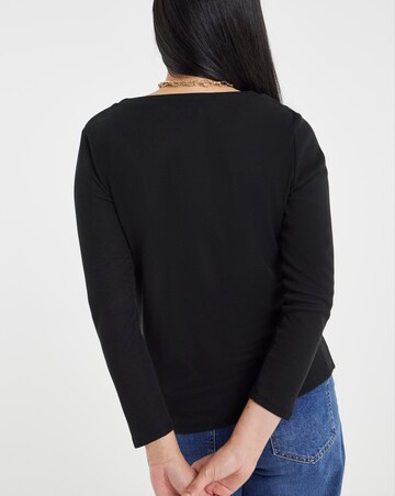 Black Long Sleeve Ribbed Ruched Front Cardigan