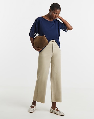 Drape Neck Lace Trim Top