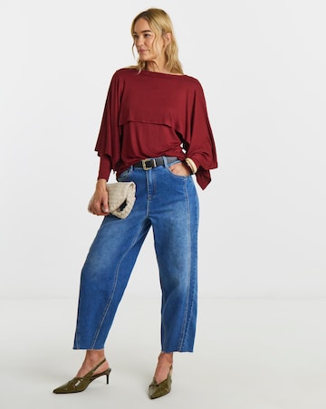 Burgundy Long Sleeve Cape Top