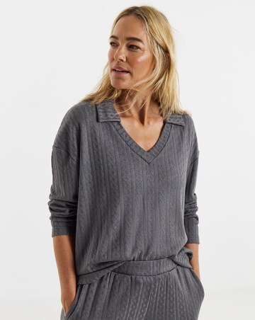 Slate Cable Collared Jumper