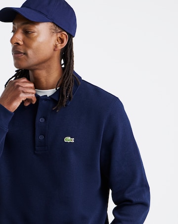 Lacoste Button Collar Sweatshirt - Navy