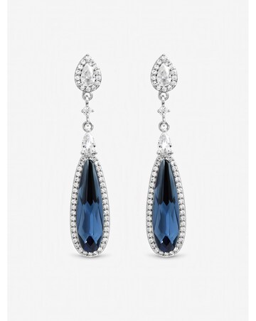Jon Richard Silver Plated Crystal and Sapphire Drop Earrings
