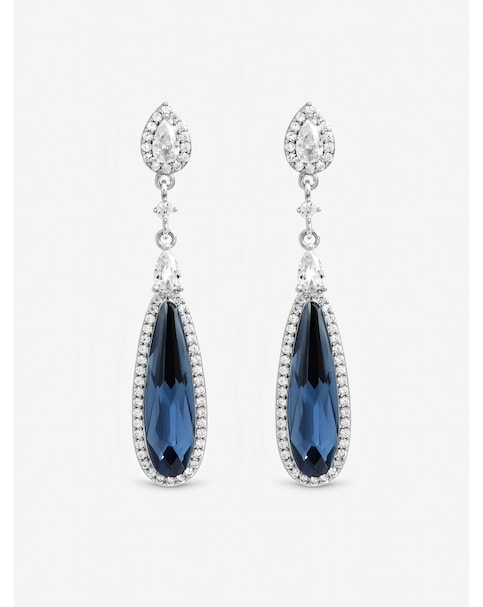 Jon Richard Silver Plated Crystal and Sapphire Drop Earrings