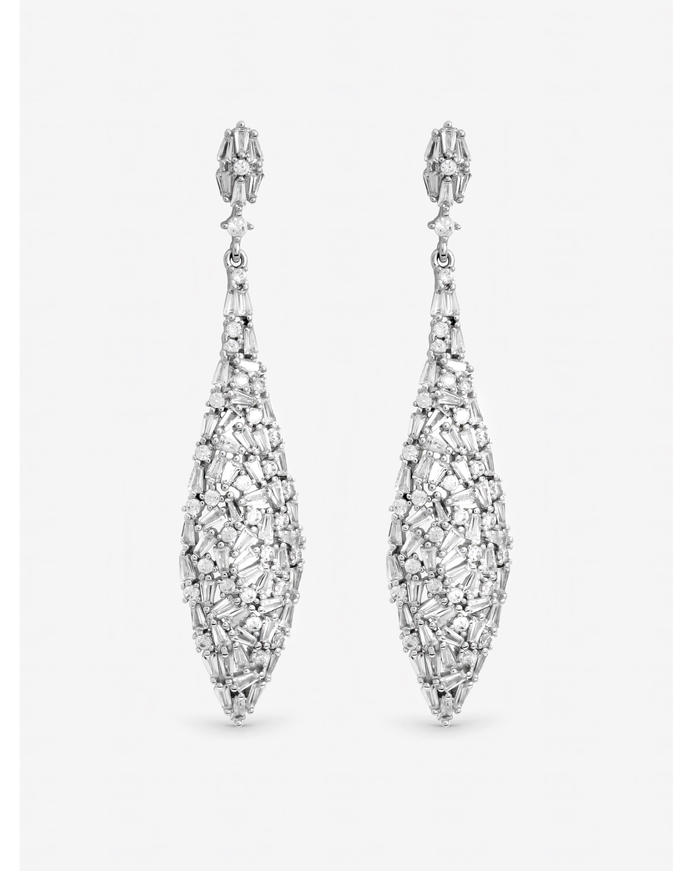 Rhodium Plated Mixed Stone Earrings